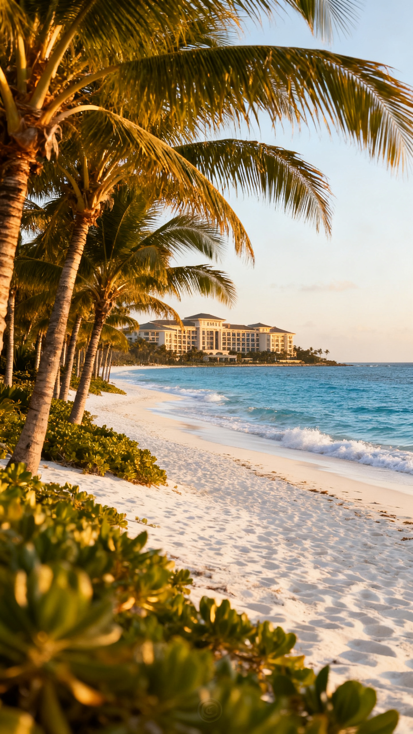 Palm trees at the Mexican Riviera beach